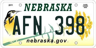 NE license plate AFN398