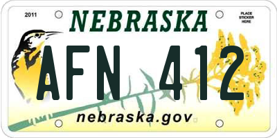 NE license plate AFN412