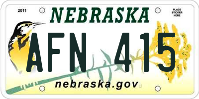 NE license plate AFN415