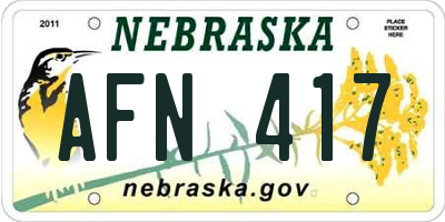 NE license plate AFN417