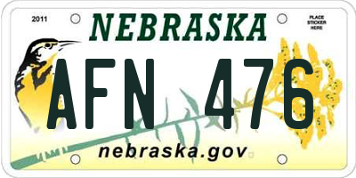 NE license plate AFN476