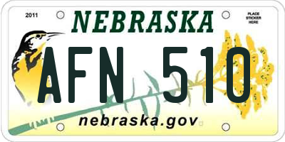 NE license plate AFN510