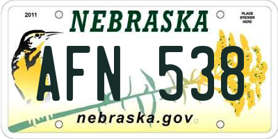NE license plate AFN538