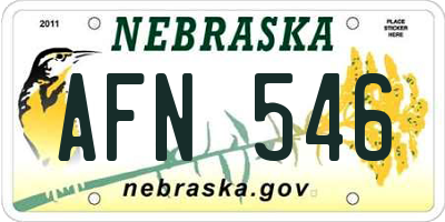 NE license plate AFN546