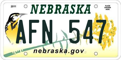 NE license plate AFN547