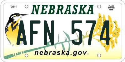 NE license plate AFN574