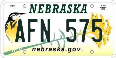 NE license plate AFN575