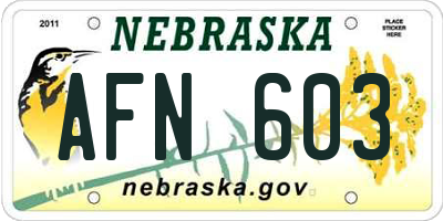NE license plate AFN603