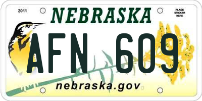 NE license plate AFN609