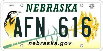 NE license plate AFN616