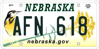 NE license plate AFN618