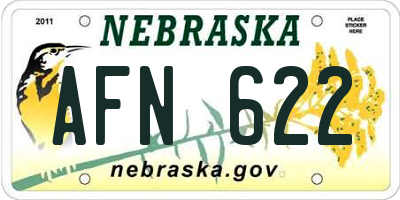 NE license plate AFN622
