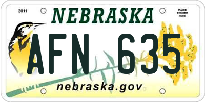 NE license plate AFN635
