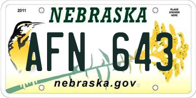 NE license plate AFN643