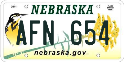NE license plate AFN654