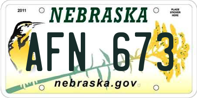 NE license plate AFN673