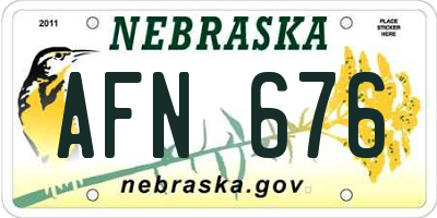NE license plate AFN676