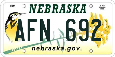 NE license plate AFN692