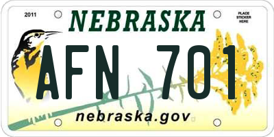 NE license plate AFN701
