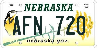 NE license plate AFN720