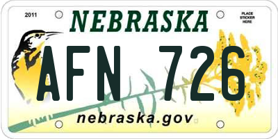 NE license plate AFN726
