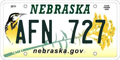 NE license plate AFN727