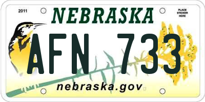 NE license plate AFN733