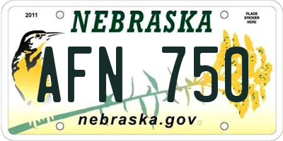 NE license plate AFN750