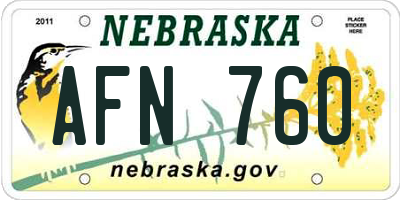 NE license plate AFN760