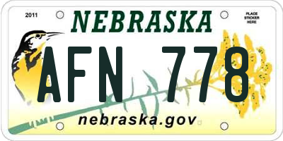 NE license plate AFN778