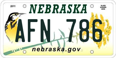 NE license plate AFN786