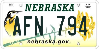 NE license plate AFN794
