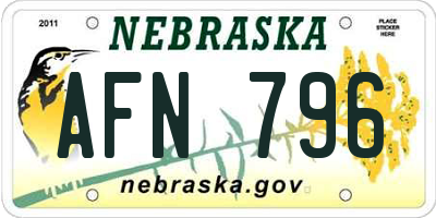 NE license plate AFN796