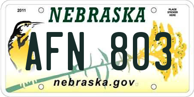 NE license plate AFN803