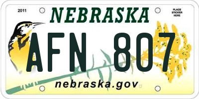 NE license plate AFN807