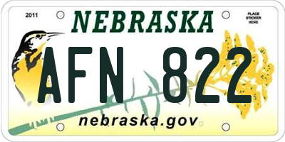NE license plate AFN822