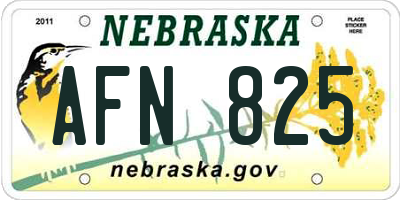NE license plate AFN825