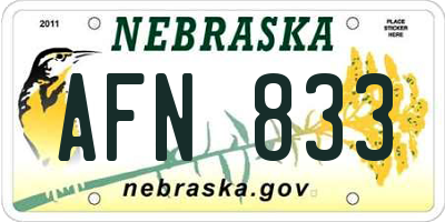 NE license plate AFN833