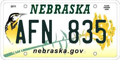 NE license plate AFN835