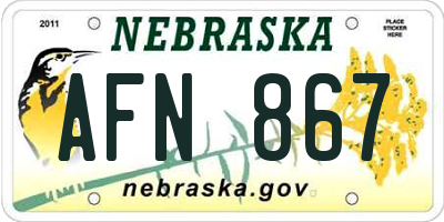 NE license plate AFN867