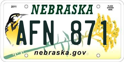 NE license plate AFN871