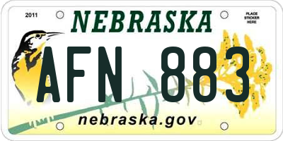 NE license plate AFN883
