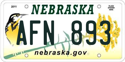 NE license plate AFN893