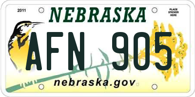 NE license plate AFN905