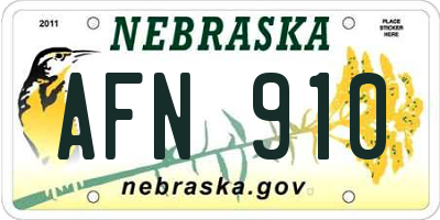 NE license plate AFN910