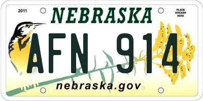 NE license plate AFN914