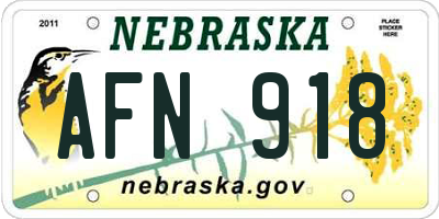 NE license plate AFN918