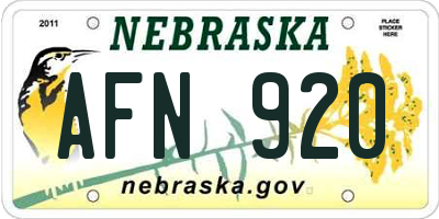 NE license plate AFN920