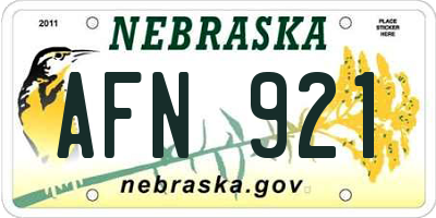 NE license plate AFN921