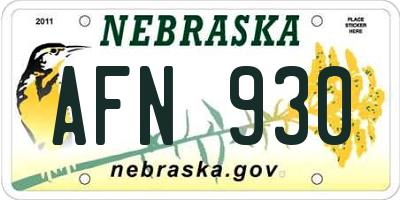 NE license plate AFN930